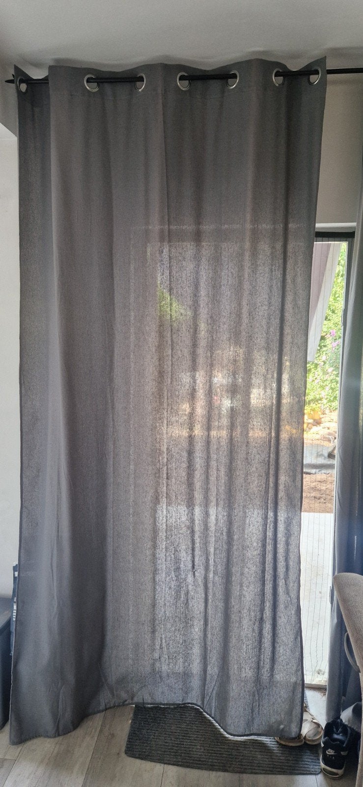 8x Gordijnen 260x140 cm - Grijs en zo goed als nieu, Huis en Inrichting, Ophalen of Verzenden, Zo goed als nieuw, Gordijn, Met ringen