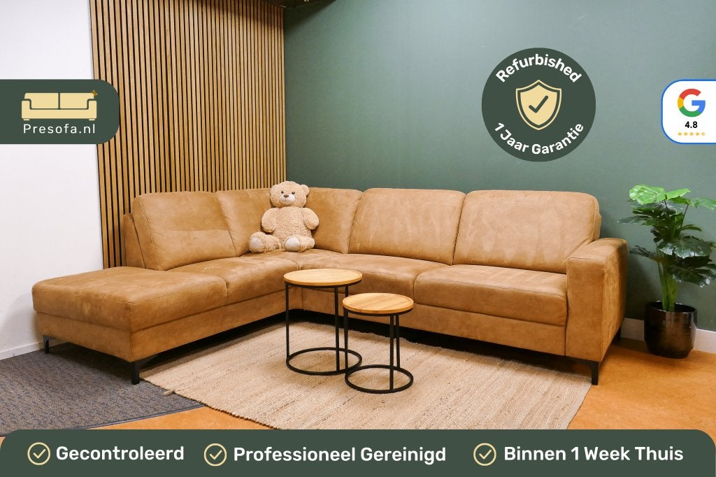 Hoekbank Cesar Cognac [Refurbished], Huis en Inrichting, Banken | Bankstellen, 250 tot 300 cm, -, -, Hoekbank