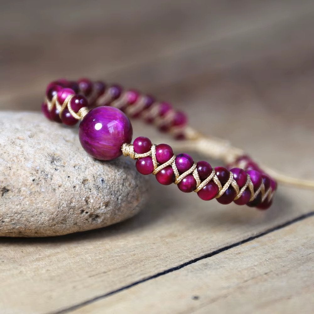 Paarse Tijgeroog Kralen Armband, Overige materialen, Verzenden, Paars, Nieuw