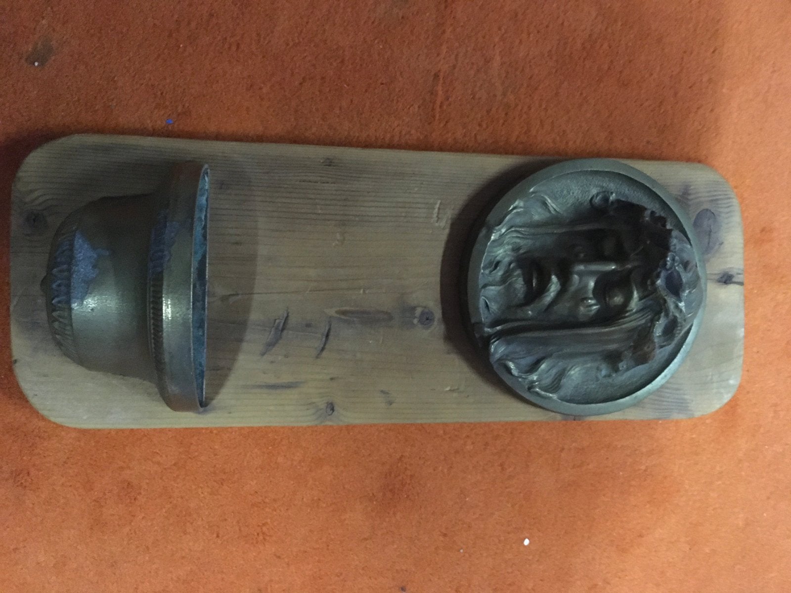 Antiek Koperen Wijwater Vat met Christus Hoofd, Antiek en Kunst, Ophalen