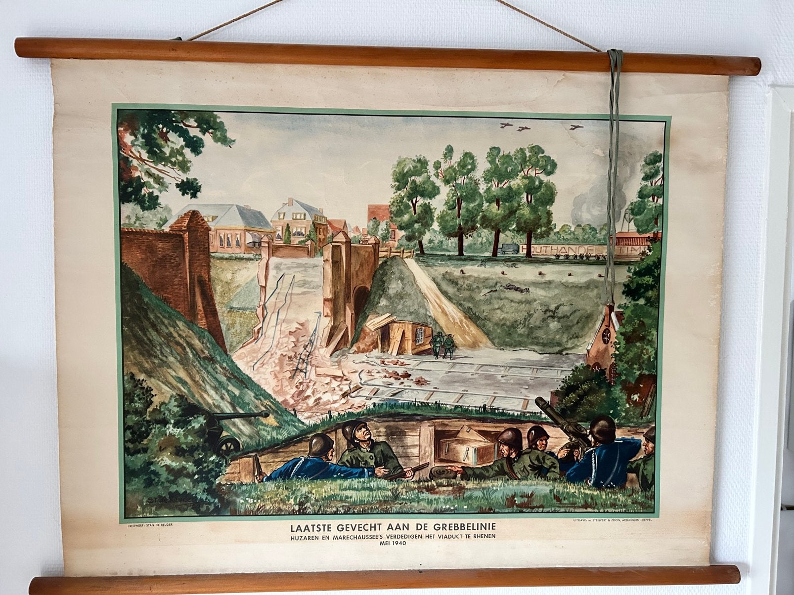 Viaduct te Rhenen ., Antiek en Kunst, Antiek | Schoolplaten, Ophalen of Verzenden, Geschiedenis