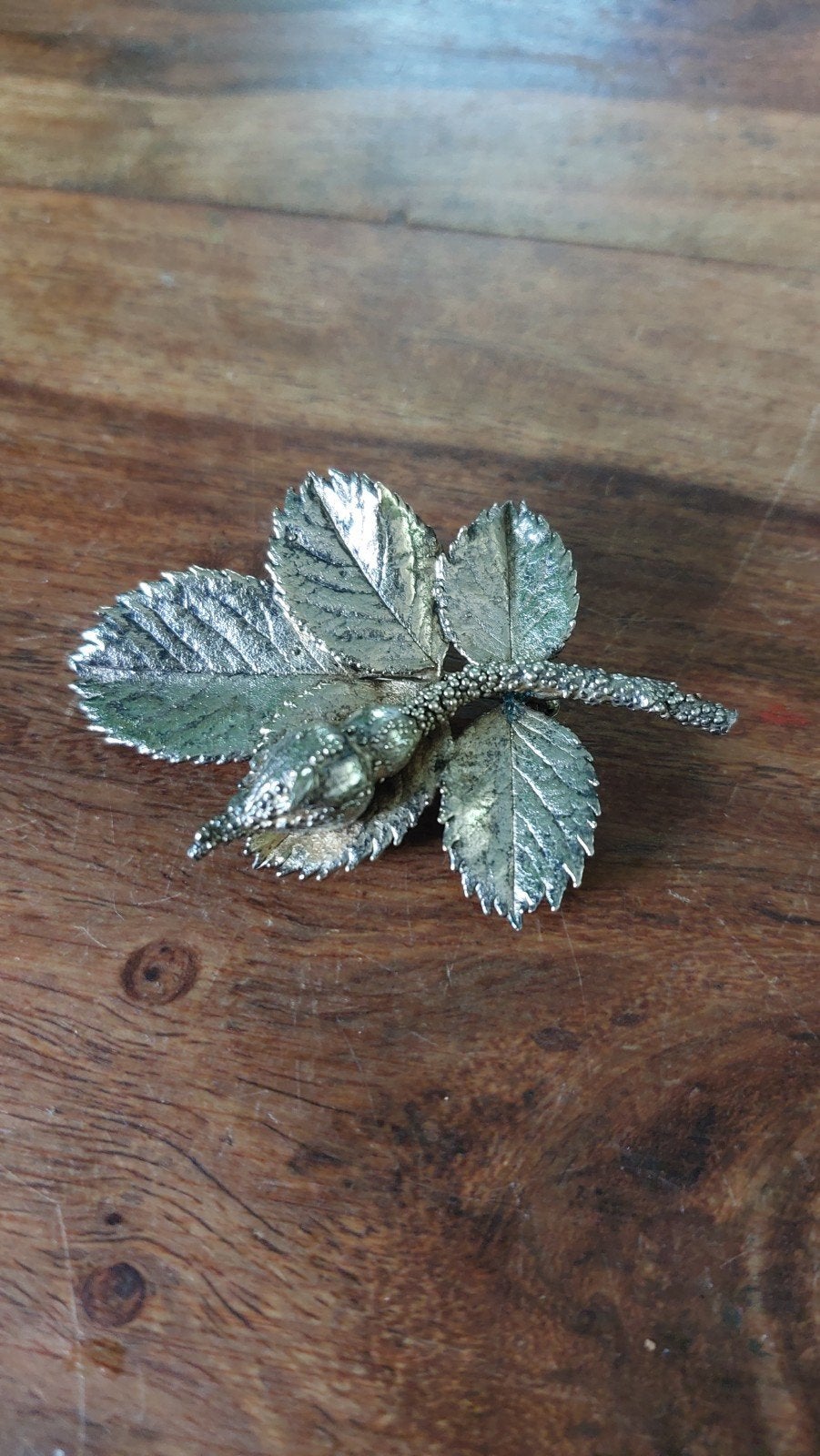Prachtige Vintage Flora Danica Rozenknop broche, 4 tot 7 cm, Gebruikt, Ophalen of Verzenden, Zilver