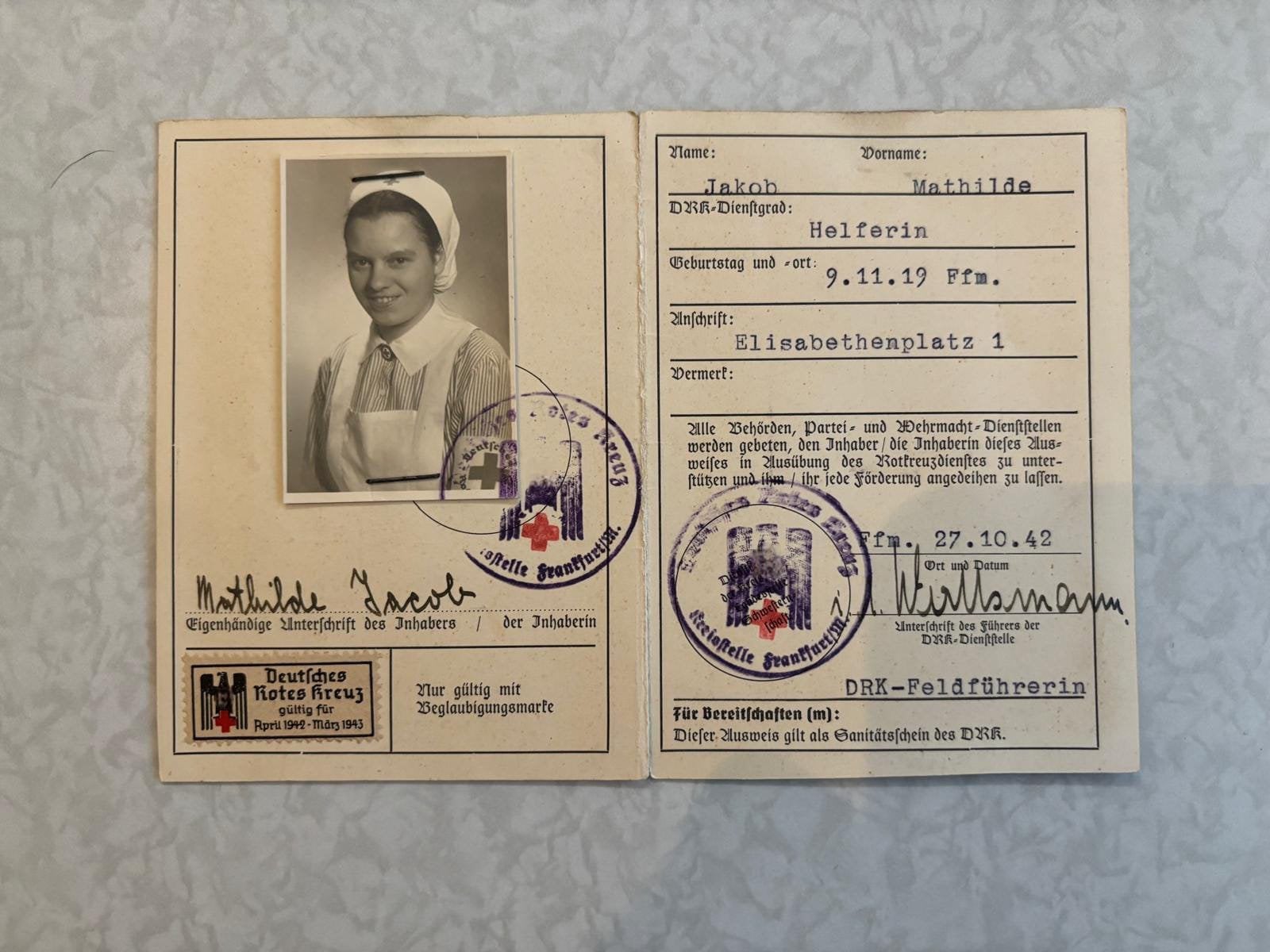 DRK Helferin Personal Ausweis+ Diensbenachrichtigung 1942, Verzamelen, Ophalen of Verzenden, Overige soorten, Duitsland, Overige typen