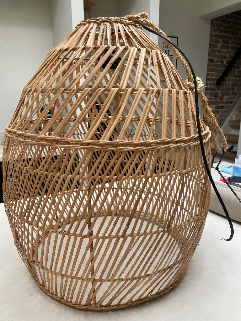 Bamboe rotan hanglamp, Ophalen, Zo goed als nieuw, Overige materialen