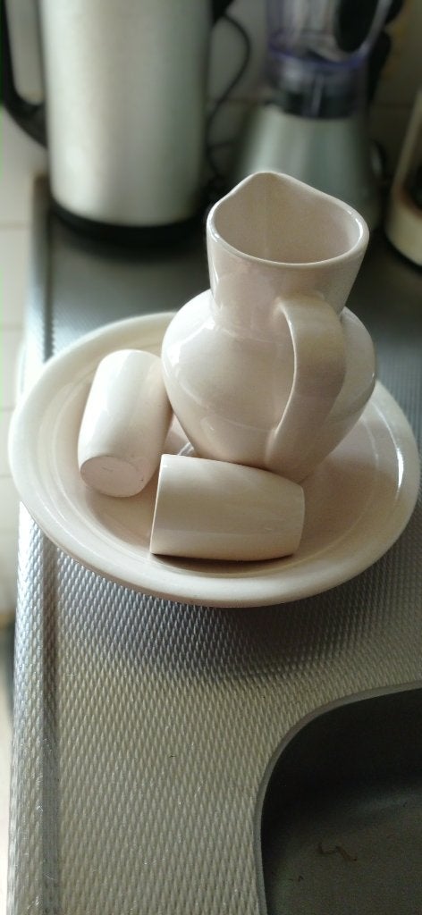 Antiek Art Deco lampetstel crème – 4-delig (jaren 30), Ophalen of Verzenden
