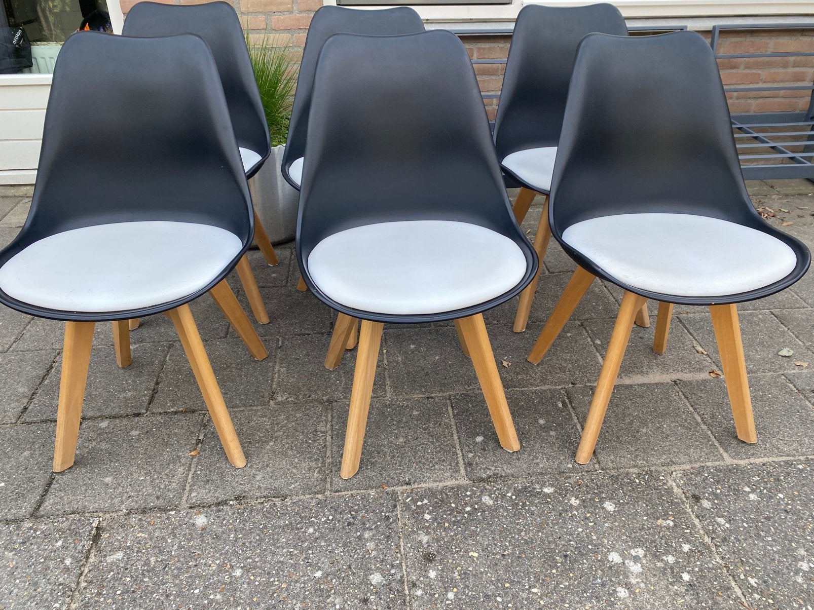 Eettafelstoelen - eetkamerstoelen 6 stoelen scandinavisch, Gebruikt, Zwart, Vijf, Zes of meer stoelen, Ophalen