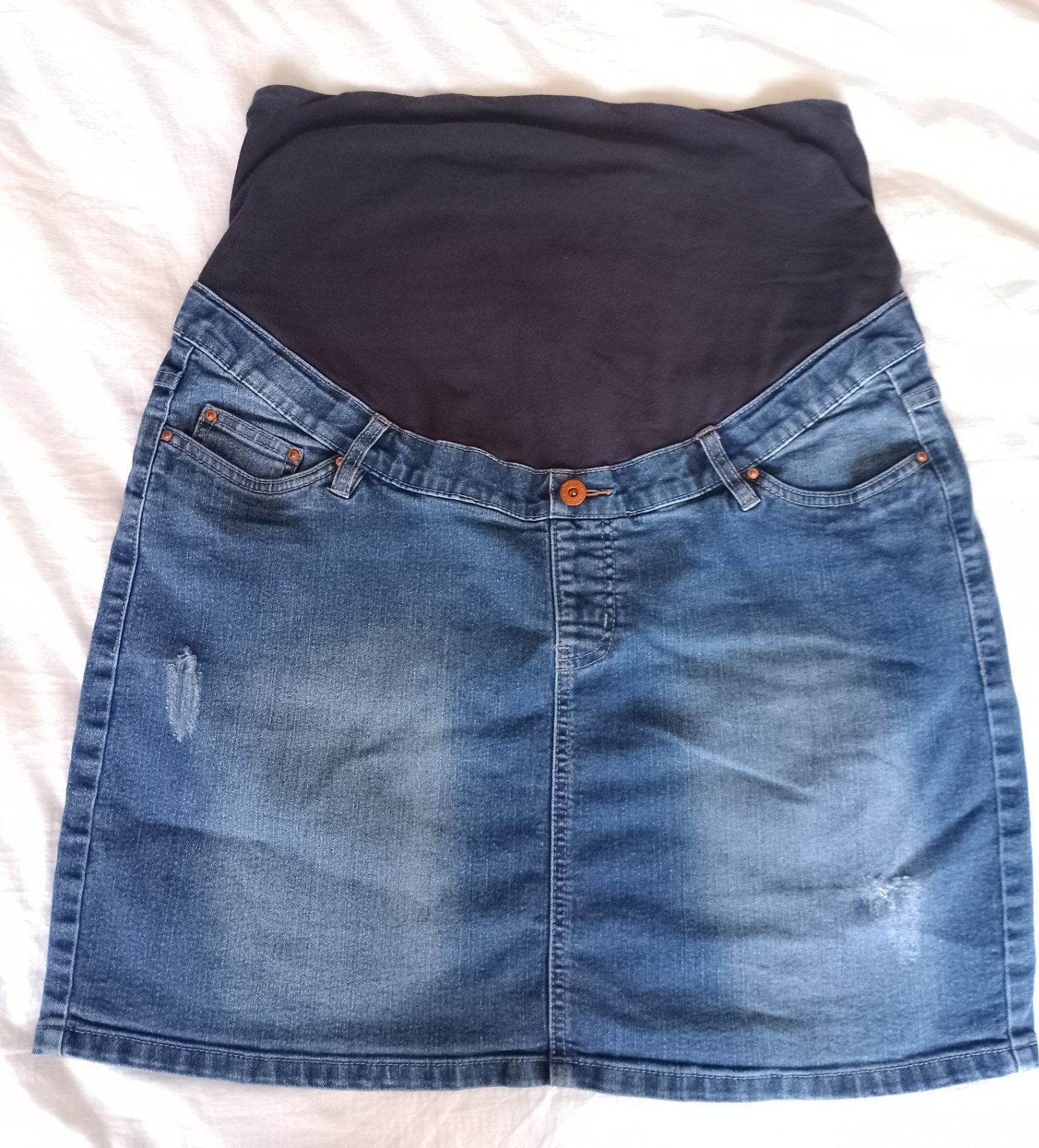 Zwangerschapsrok - stretchjeans, maat 44, Blauw, Rok, Maat 42/44 (L), Mama BPC