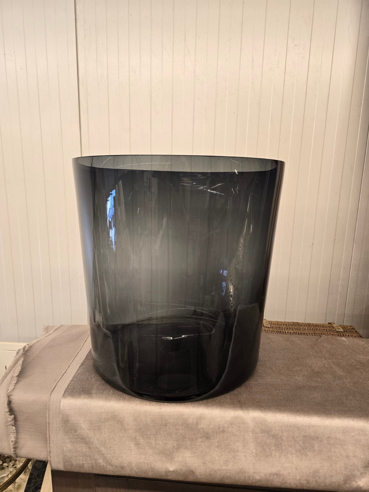 Smoke glas grote vaas, Ophalen, Zwart, 40 cm, Geschikt voor droogbloemen