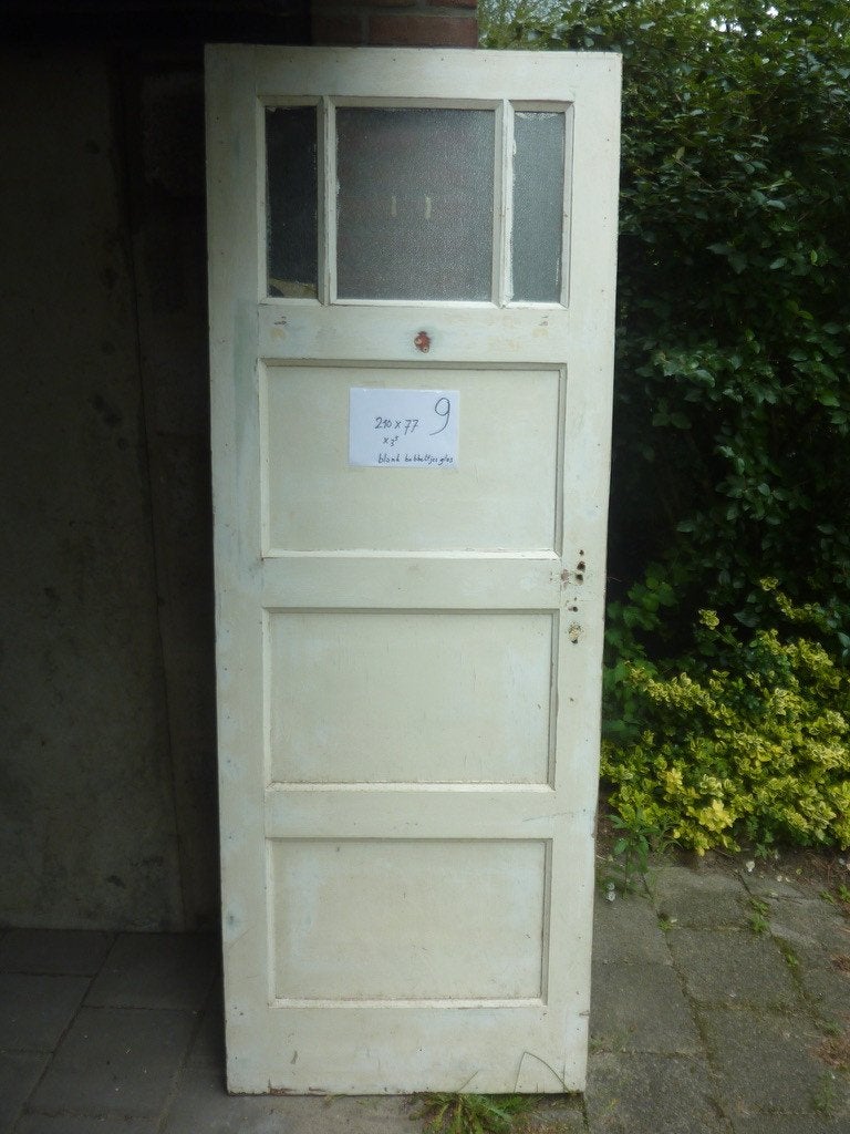 Jaren 30 Paneeldeur met glas, Ophalen, Gebruikt, Binnendeur, 200 tot 215 cm
