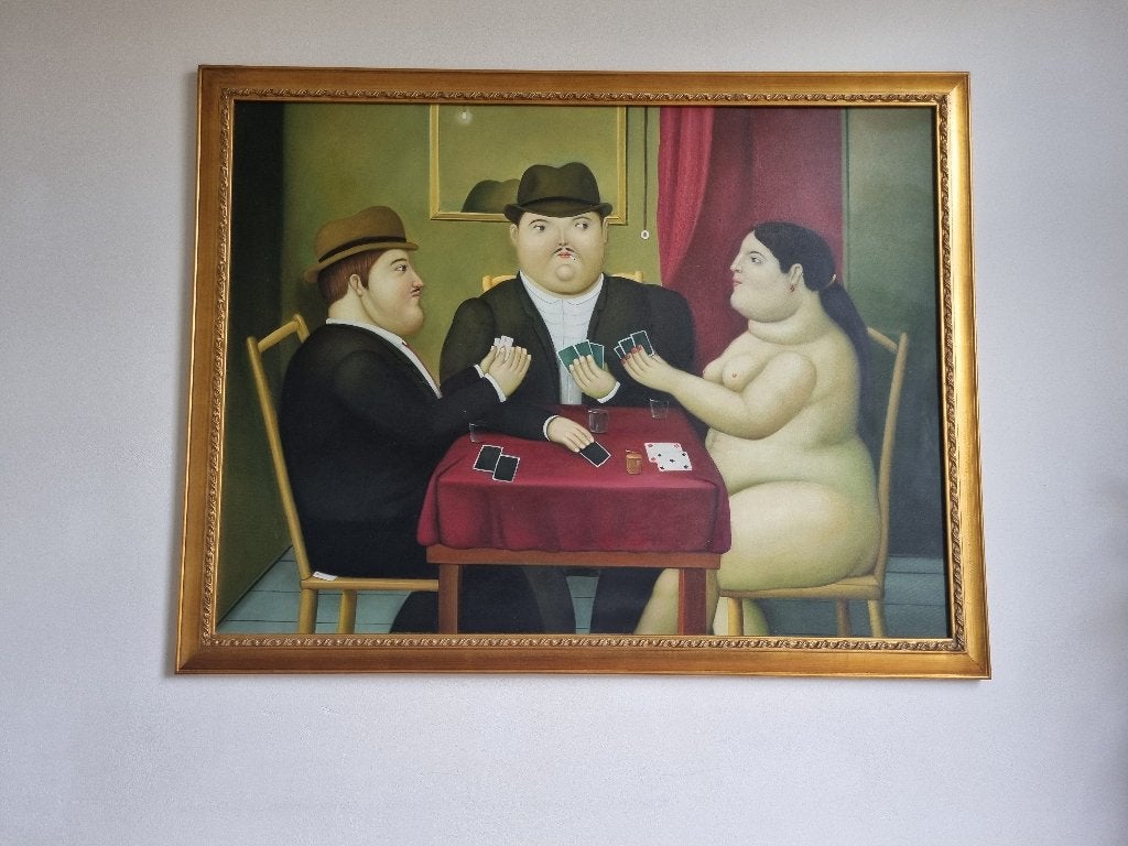 Schilderij ''de kaartspelers' van Botero met lijst, Ophalen, Overig onderwerp