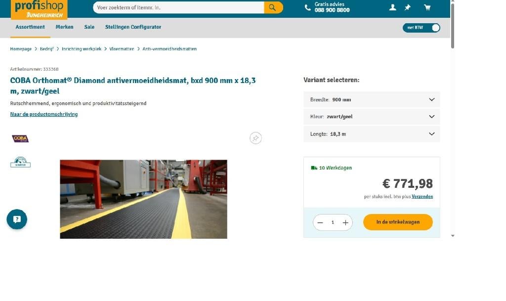 COBA Orthomat Diamond antivermoeidheids loper op werkplek, Info@Jungheinrich.nl, Jungheinrich PROFISHOP, 75 m² of meer, Overige typen