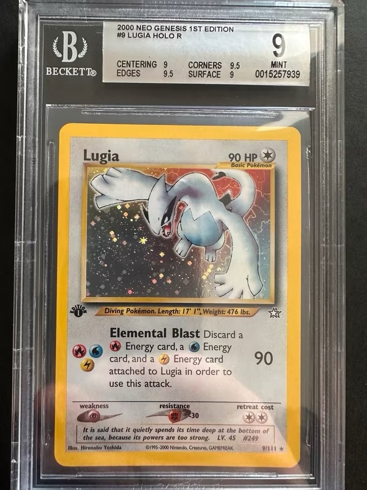 Pokémon Lugia 1st Edition Neo Genesis Holo BGS 9 Mint, Ophalen, Zo goed als nieuw