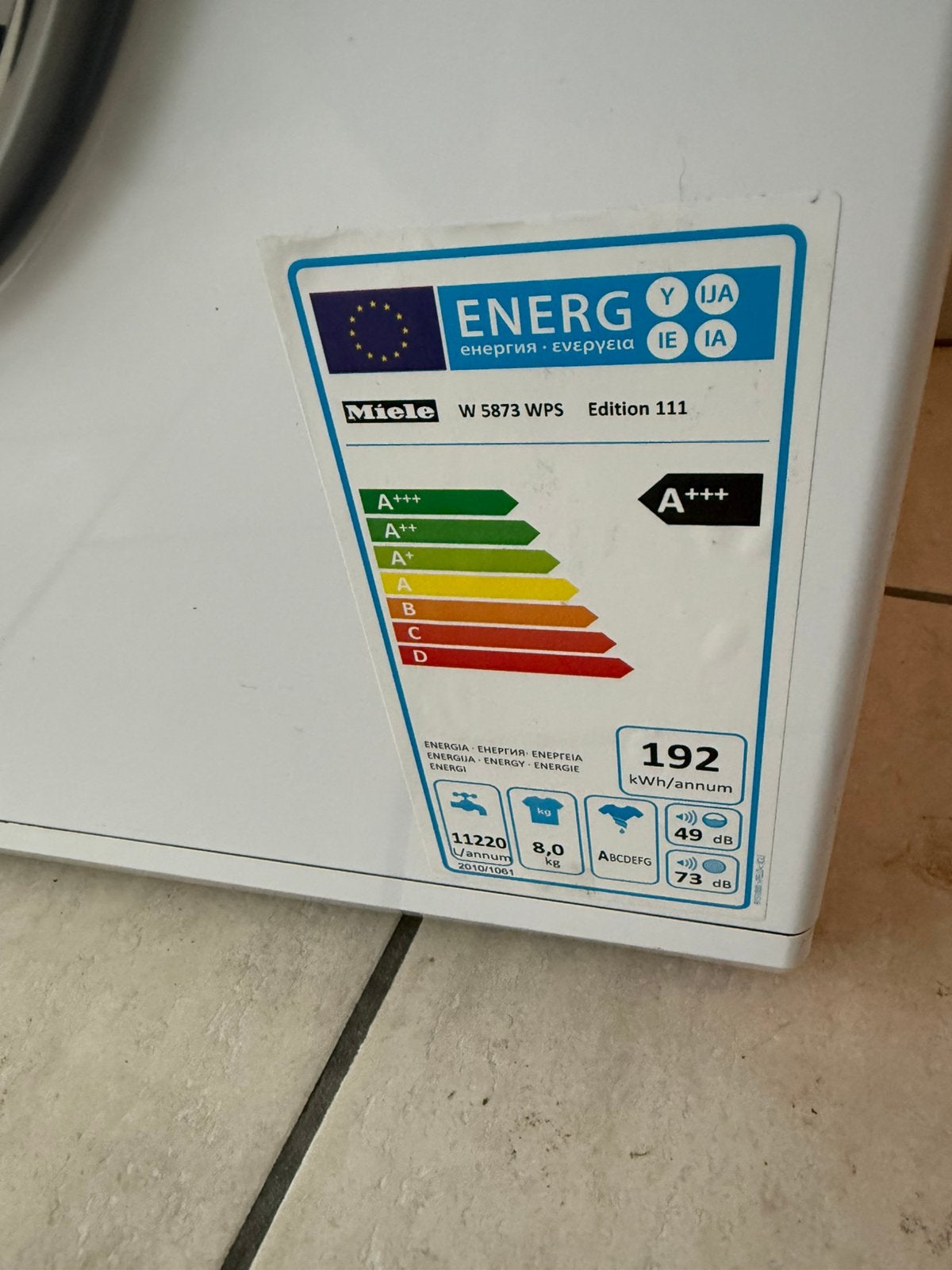 Foto 12 van Miele 8Kilo-1600toeren A+++ energieverbruik in topstaat