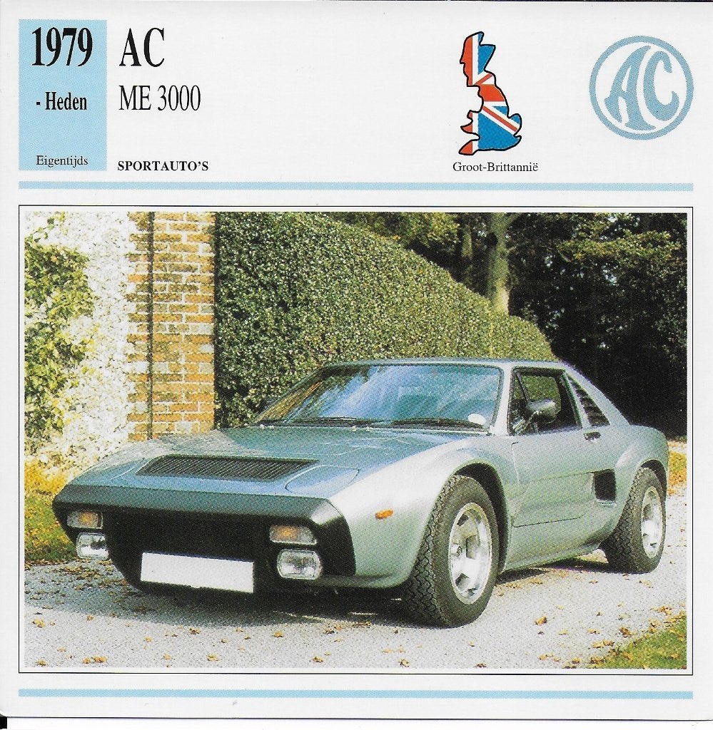 Ma001 autokaart ac me 3000 ( 1979 ), Ophalen of Verzenden, Zo goed als nieuw, Auto's