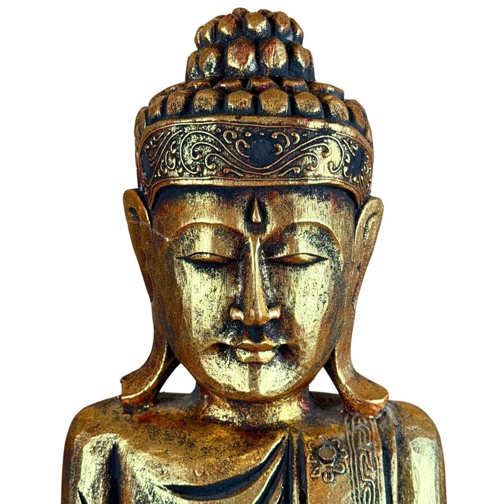 Boeddha beeld – Indonesië – verguld hout – 108 cm, Gebruikt, 108 cm, Hout, Goud