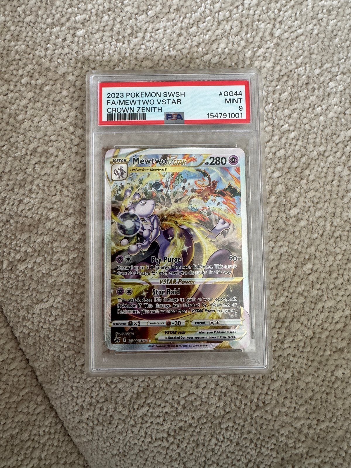 Mewtwo VSTAR GG44 PSA 9 Mint - Perfecte staat!, Ophalen of Verzenden, Zo goed als nieuw, Losse kaart