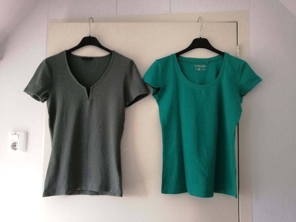 T-Shirts - Maat 38 / M - Set van 2 - Turquoise, Blauw, Zo goed als nieuw, Coolcat, Korte mouw