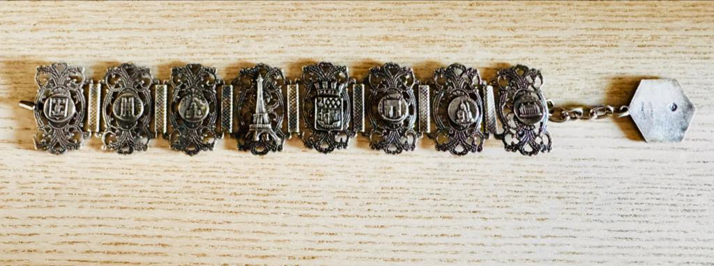 Vintage 1930 Zilveren Parijs Souvenir Armband, Ophalen of Verzenden, Zilver, Armband