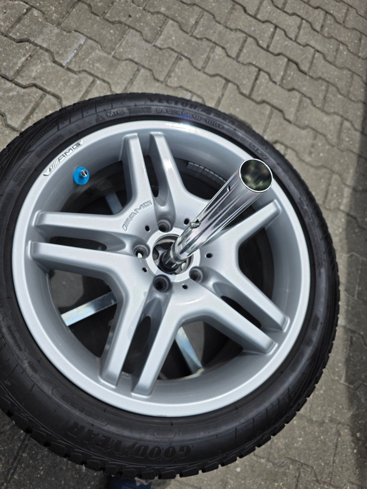 Mercedes AMG 18 inch velgenset + 9mm Goodyear 4Season, Auto-onderdelen, Banden en Velgen, Ophalen, 18 inch, Banden en Velgen, All Season