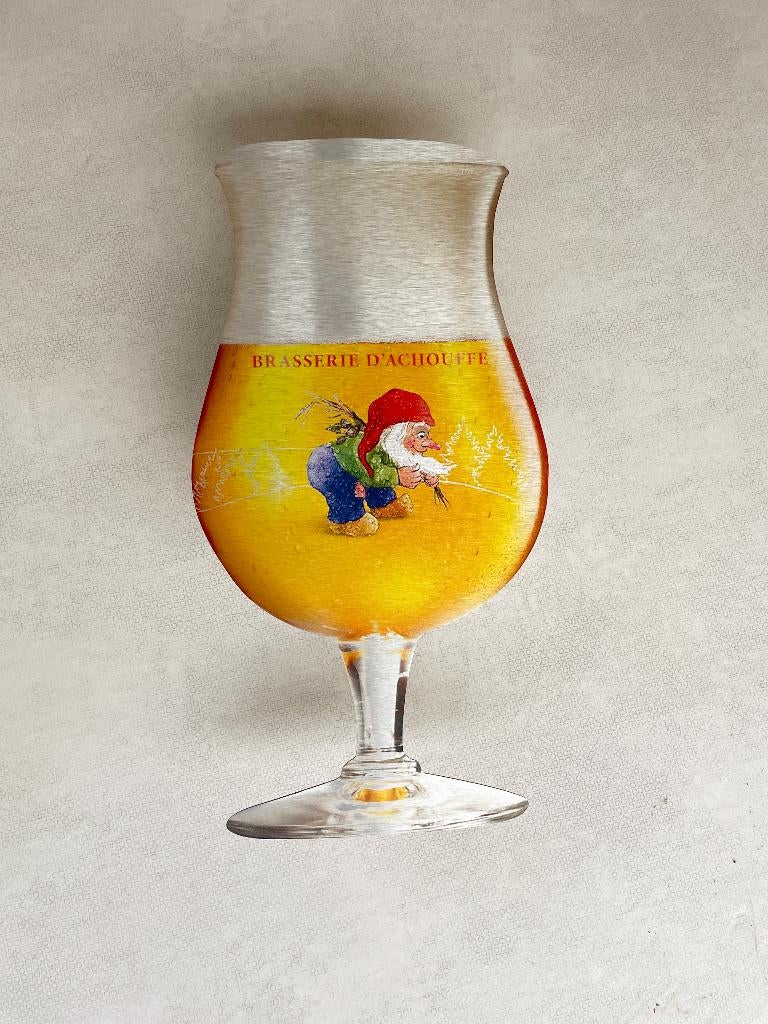 Reclamebord Chouffe bierglas groot, aluminium, afm 26x50 cm, Ophalen of Verzenden, Nieuw, Reclamebord