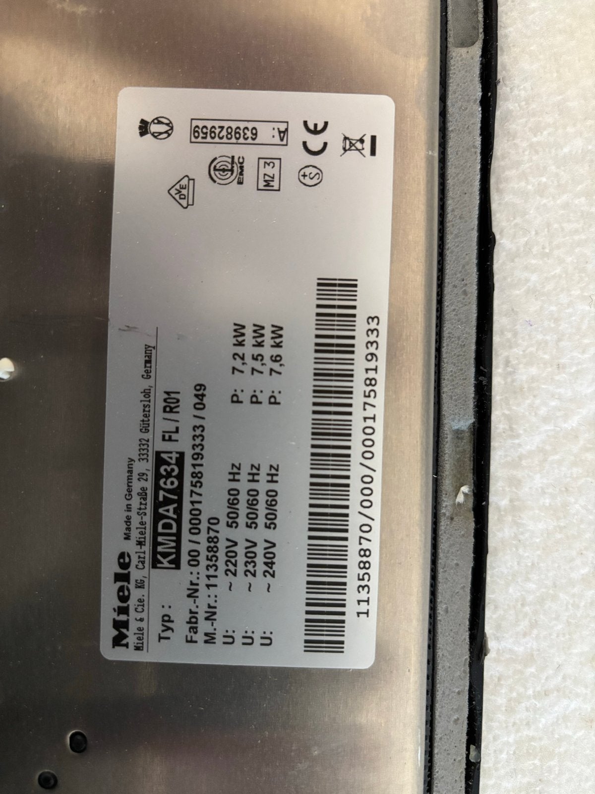 Miele Inductiekookplaat met afzuiging, Witgoed en Apparatuur, Ophalen, Gebruikt, 4 kookzones, Inbouw