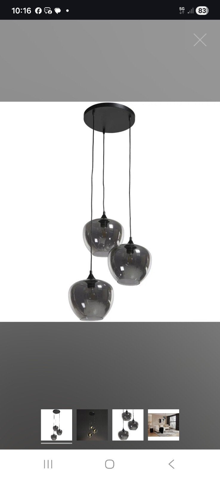 Foto 2 van Kwantum Hanglamp Nodus Zwart met 3 glazen bollen