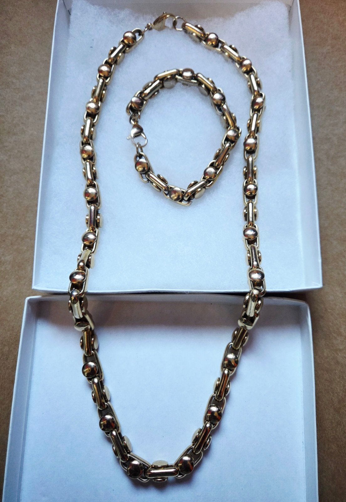 Ketting  + armband Gold plated *Nieuw* unisex, Ophalen of Verzenden, Nieuw, Goud, Overige materialen