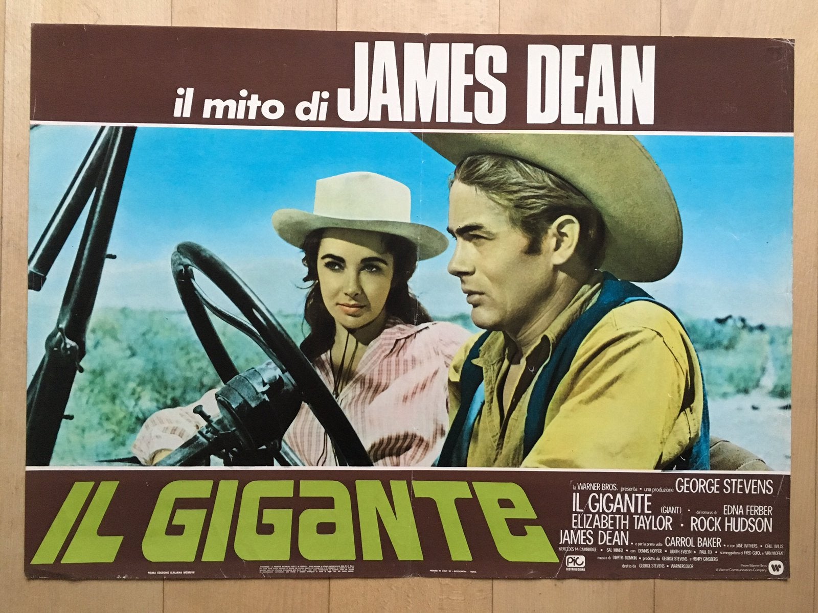 Originele James Dean Elizabeth Taylor poster “GIANT” Italie, Ophalen of Verzenden, Gebruikt, Film, Poster