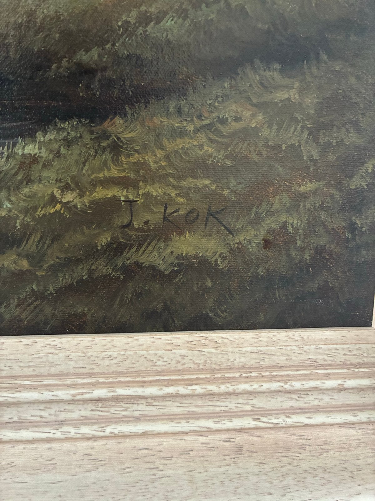 Schilderij J. Kok - Hollands Landschap met Water, Ophalen, Doek, Realistisch, Gesigneerd