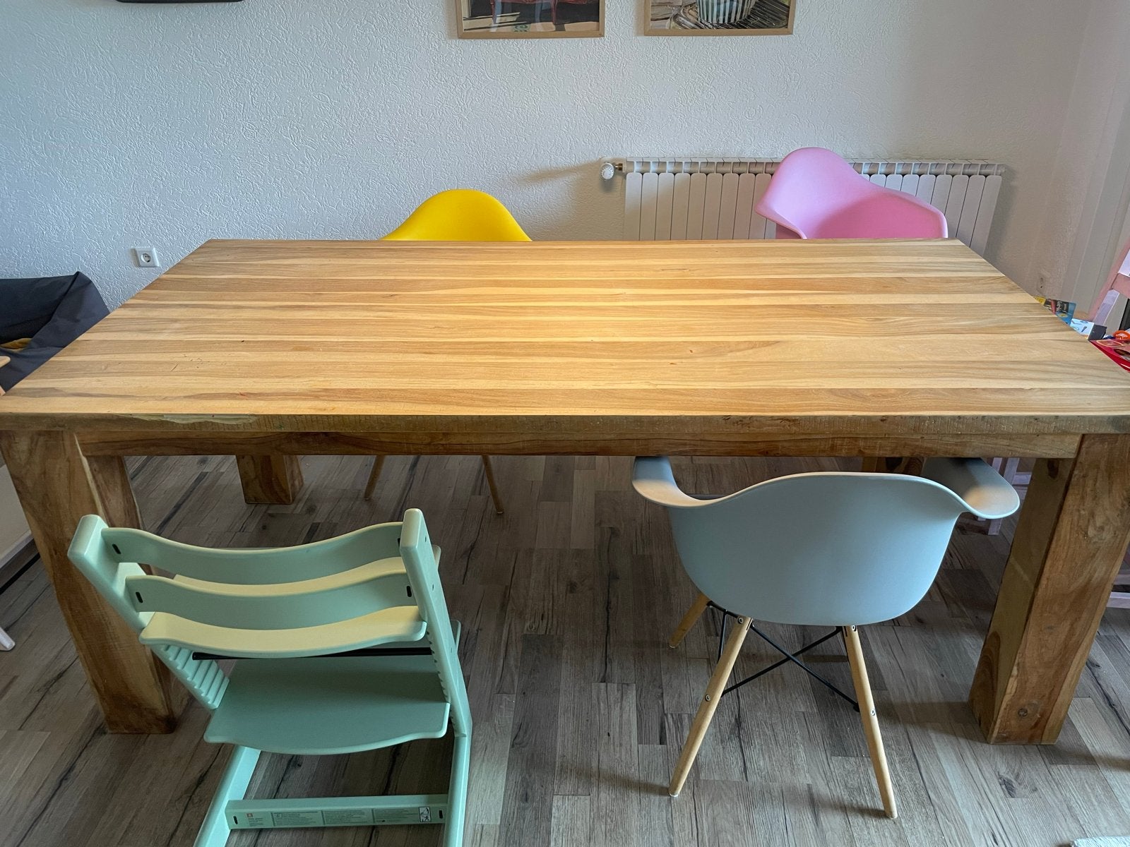 Robuuste houten eettafel 200x100x80 cm, Huis en Inrichting, Tafels | Eettafels, Ophalen, Gebruikt, 50 tot 100 cm, 150 tot 200 cm
