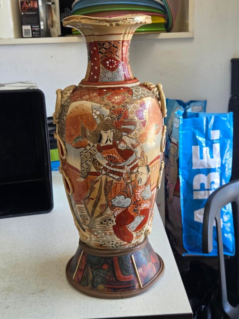 Antieke Japanse Satsuma Vaas - Handgeschilderd, Ophalen of Verzenden