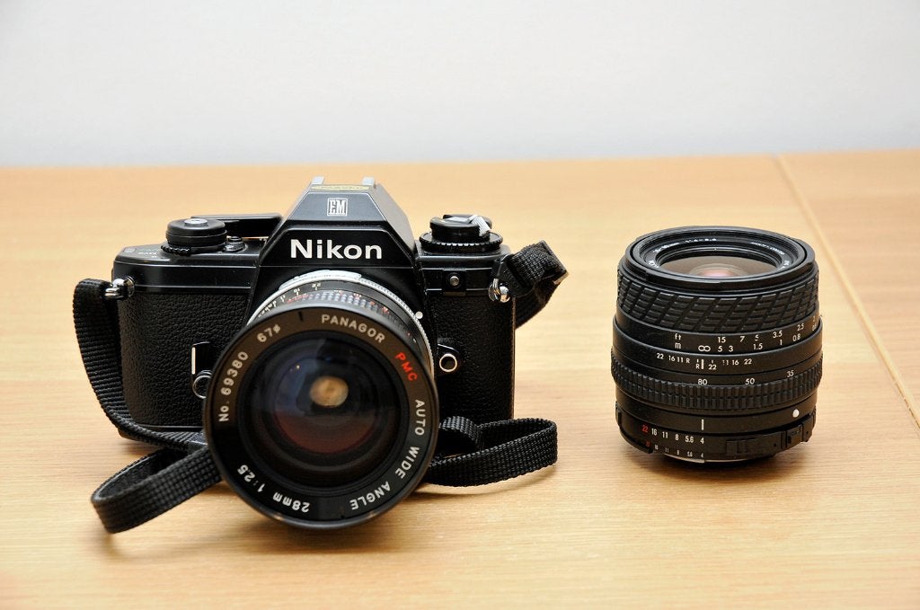 Nikon EM met 28mm en 35-80mm lens, Ophalen, Gebruikt, Spiegelreflex, Nikon