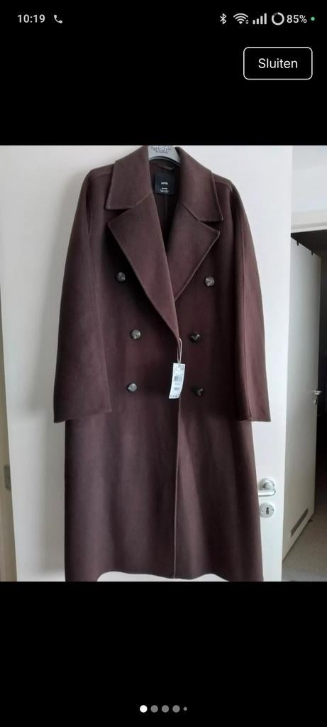 Nieuwe Mango bruine lange jas met prijskaartje, Mango, Bruin, Nieuw, Ophalen