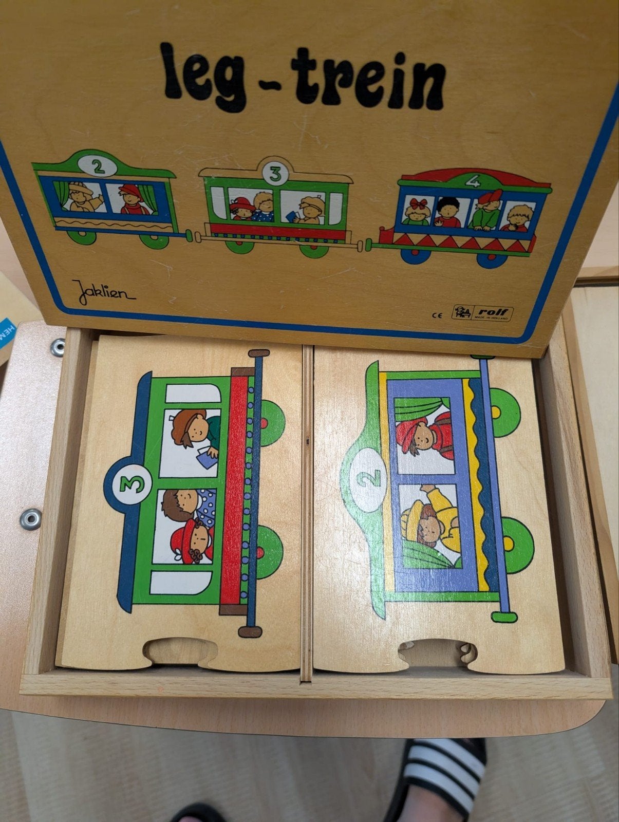 Jaklien Rolf Houten leg-trein puzzel, Ophalen of Verzenden, Zo goed als nieuw, Overige typen