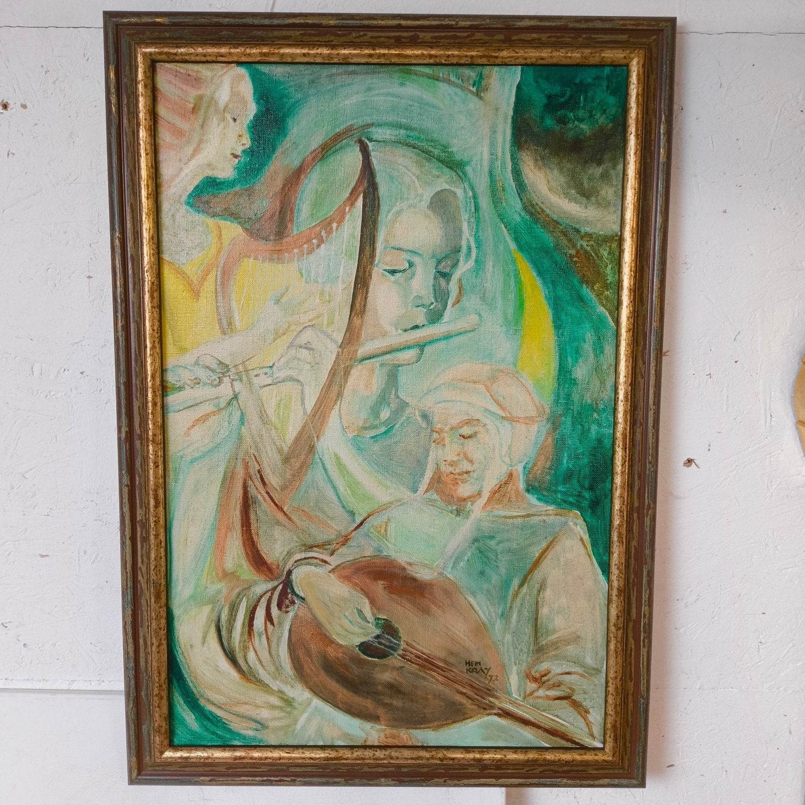 Hein Kray olieverf op doek Muzikanten, Antiek en Kunst, Doek, Portret of Personen, Expressionistisch, Ophalen of Verzenden