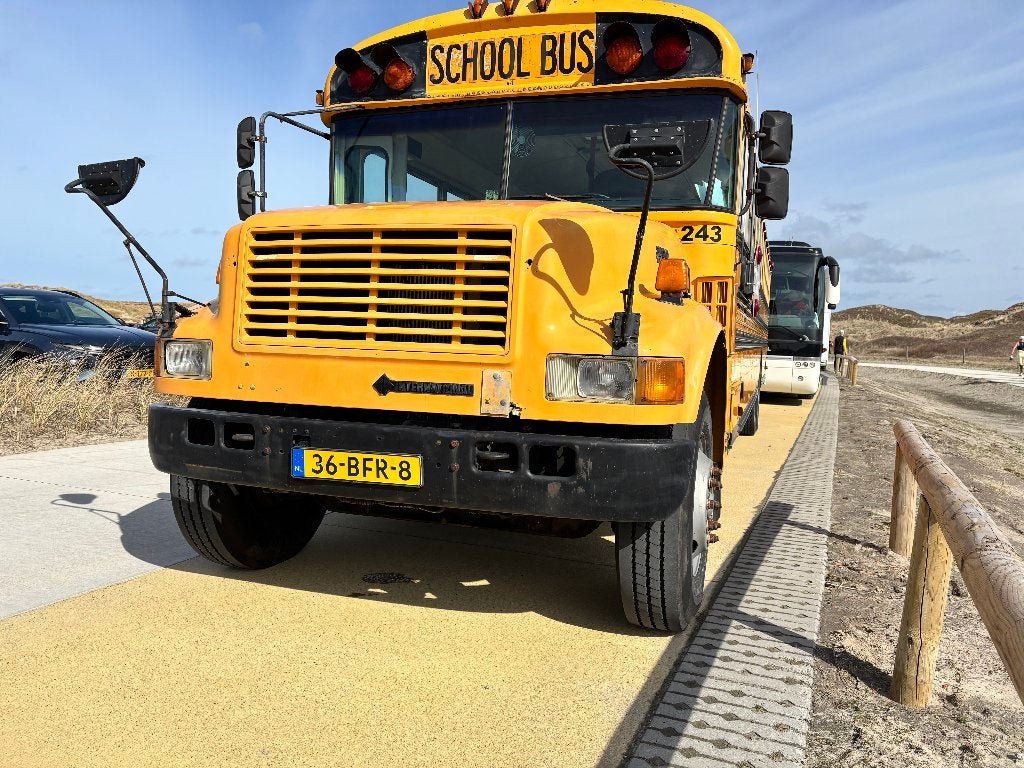 Amerikaanse schoolbus | 44 zitplaatsen | APK | Blue Bird, Auto's, Achterwielaandrijving, Diesel, 193 pk, Te koop