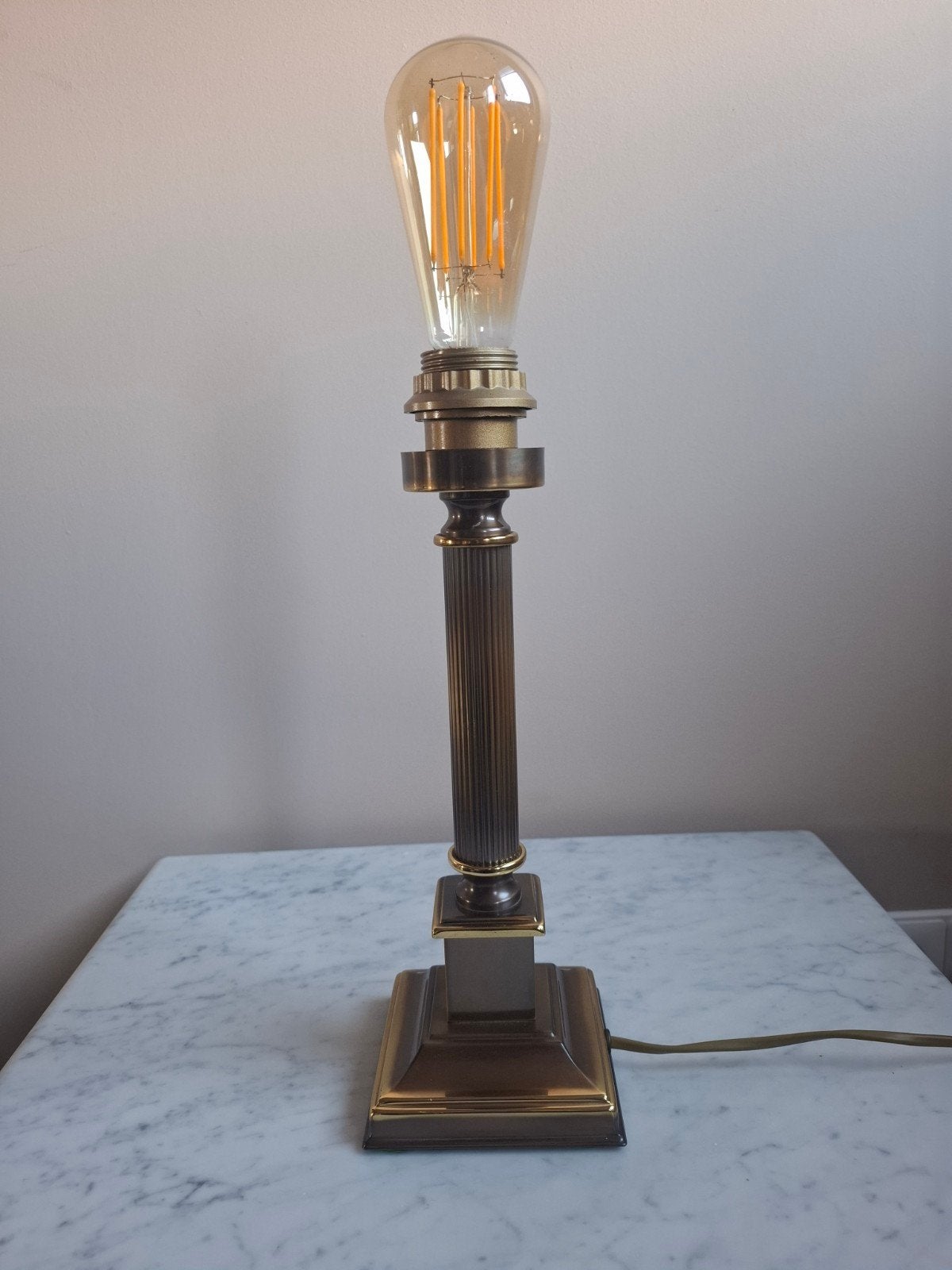 Vintage Herda Holland Tafellamp kolomlamp - Messing/Brons, Antiek en Kunst, Ophalen of Verzenden
