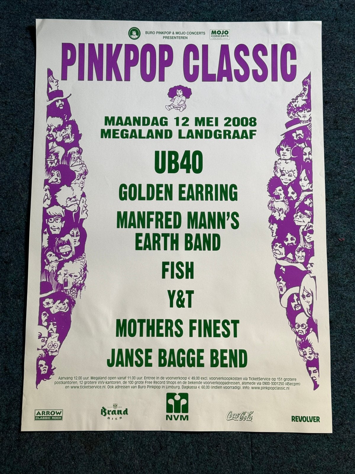 Poster Pinkpop Classic 2008 (UB40, Golden Earring, Fish Y&T), Ophalen of Verzenden, A1 t/m A3, Film en Tv