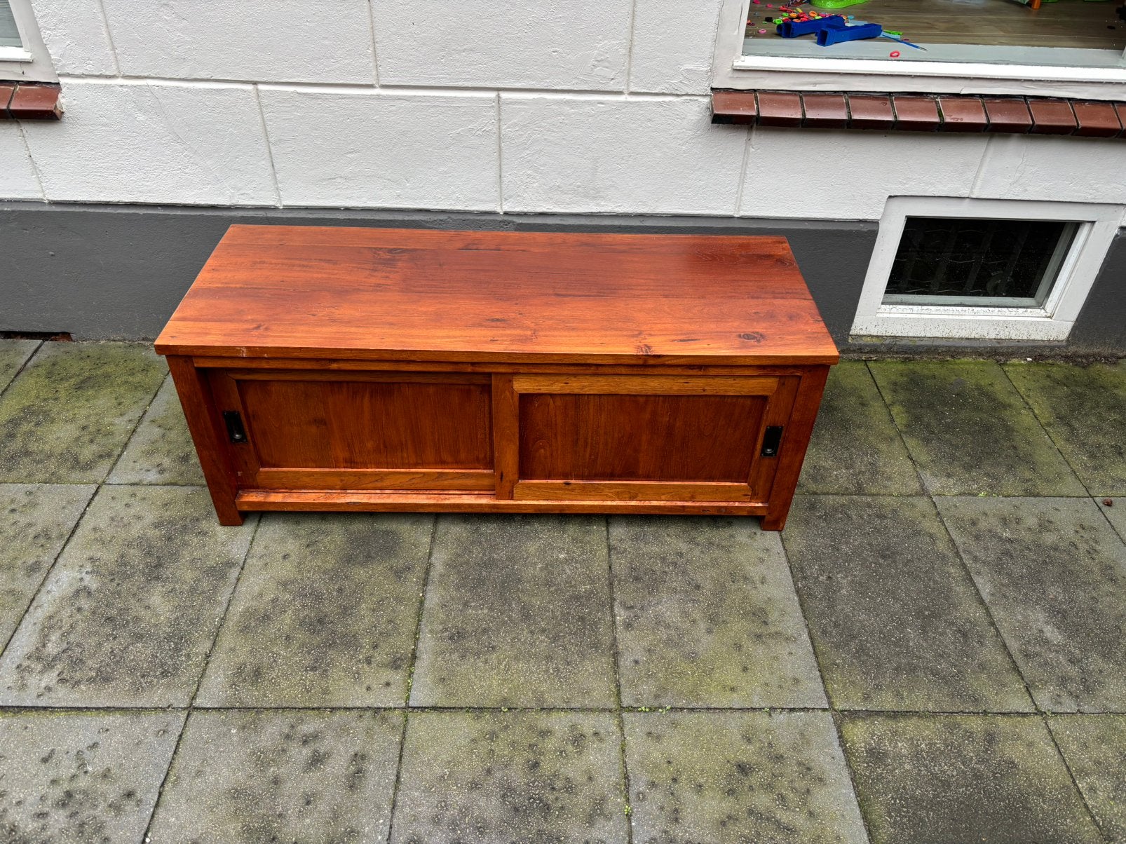 Mooie stoer landelijk teak houten tv-meubel, Ophalen, 100 tot 150 cm, Teakhout, Zo goed als nieuw