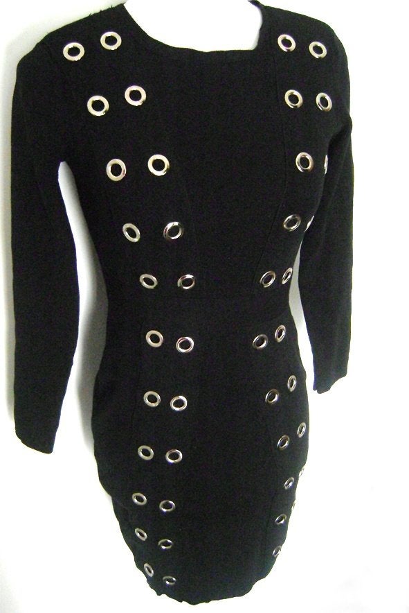 studs jurk gothic punk rock steampunk postapoc bodycon party, Verzenden, Zwart, Nieuw, Maat 36 (S)