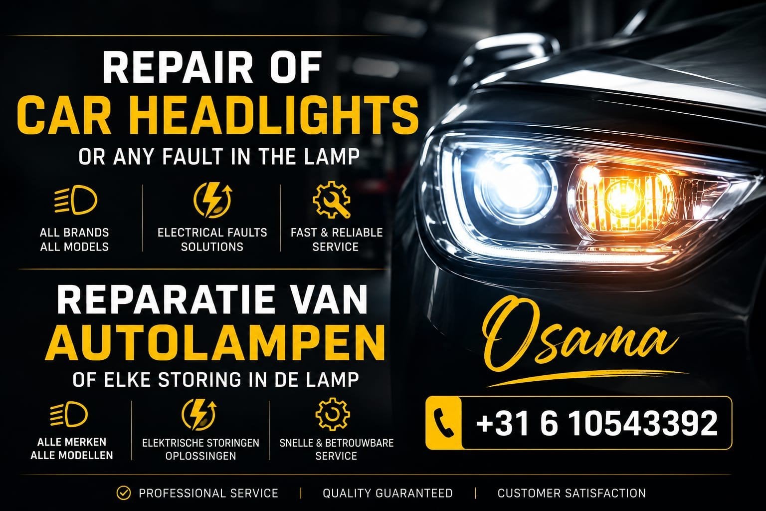 Reparatie van autolampen: scheuren, storingen, polijsten, Ophalen of Verzenden