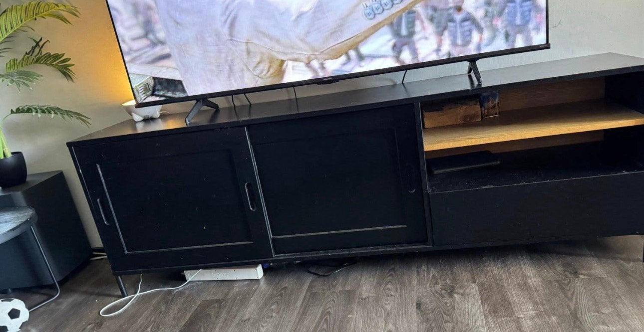 Zwarte tv meubel, Ophalen, 150 tot 200 cm, Zo goed als nieuw, Minder dan 100 cm