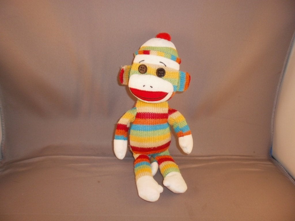 2 x ty aap socks the sock monkey gestreept gekleurd gehaakt/, Ophalen of Verzenden, Middelgroot (20 tot 80 cm), Meerkleurig, Wasbaar