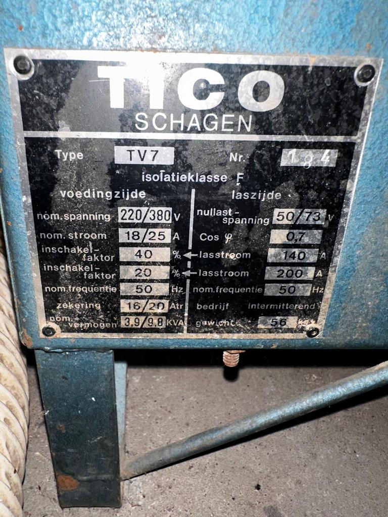 Tico Schagen lasapparaat TV7, Doe-het-zelf en Verbouw, Gereedschap | Lasapparaten, Ophalen, Gebruikt, Elektroden