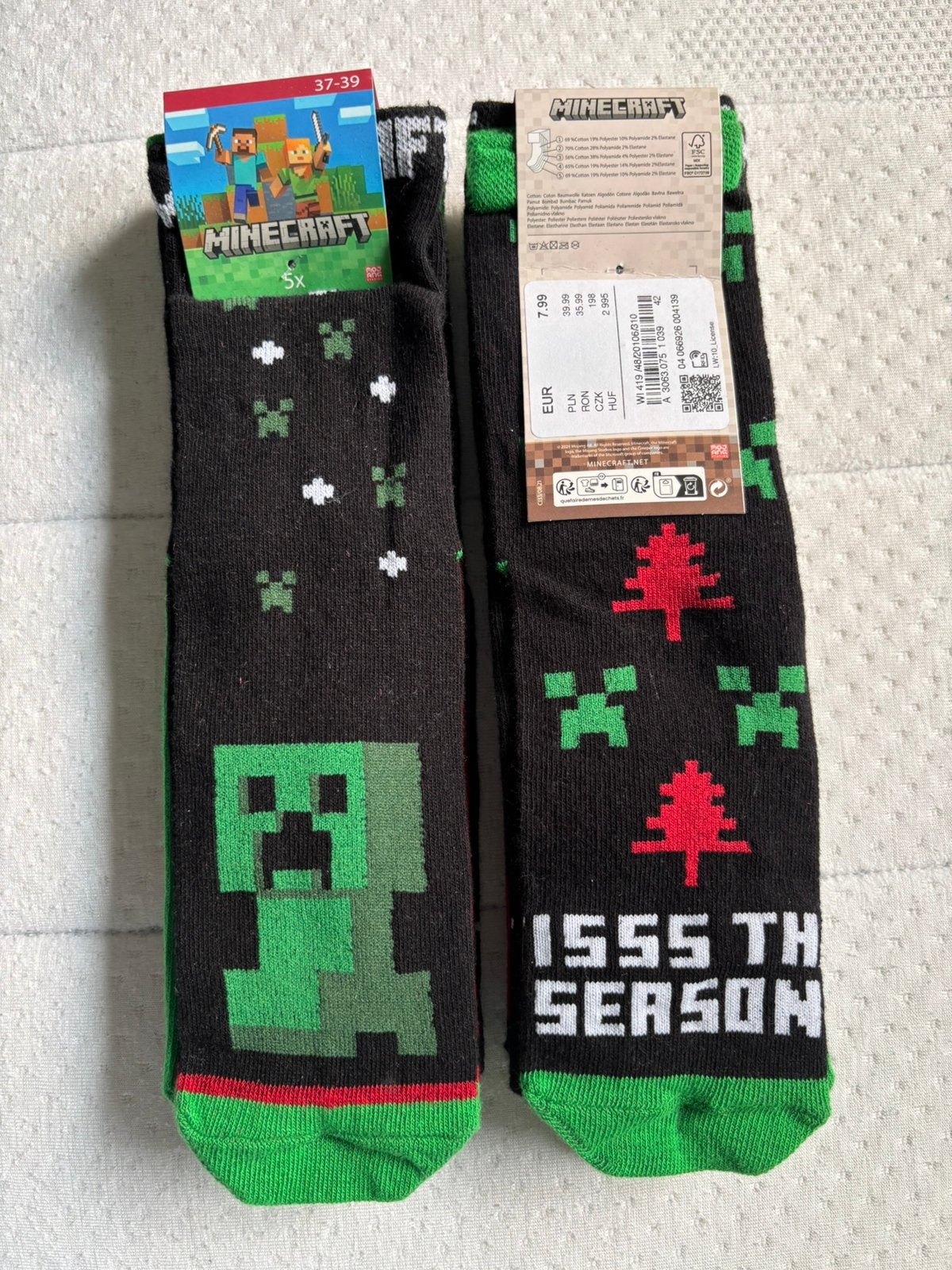 Sokken kerstmotief minecraft maat 37-39 nieuw, Kinderen en Baby's, Ophalen, Zo goed als nieuw, Jongen of Meisje, Sokken