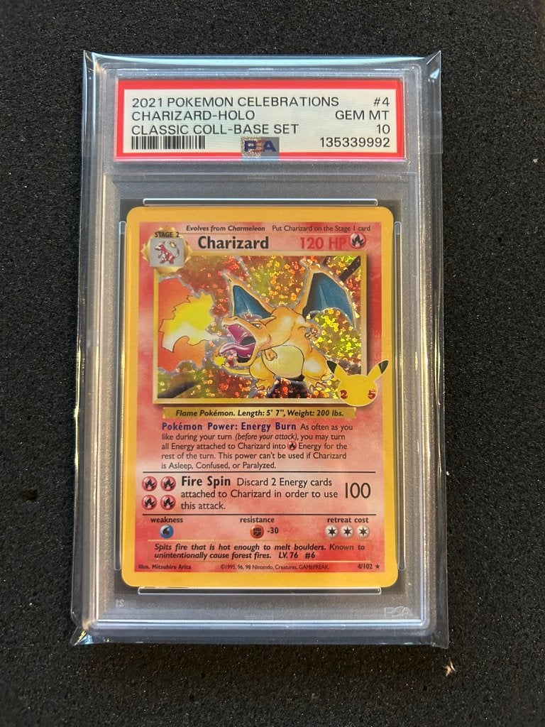 4/102 charizard celebration psa 10, Ophalen of Verzenden, Zo goed als nieuw, Foil