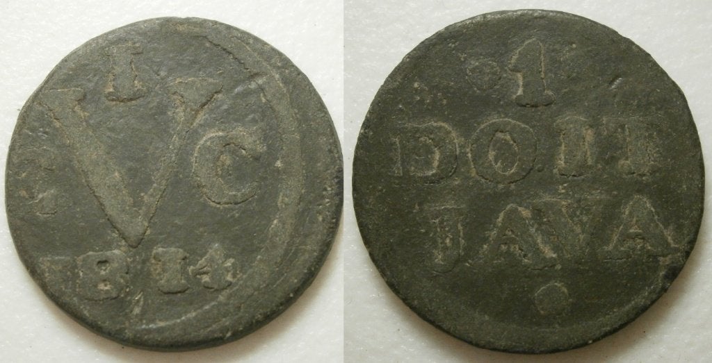 PD11450 Tinnen Duit VEIC Java 1814, Postzegels en Munten, Munten | Nederland, Ophalen of Verzenden, Vóór koninkrijk, 1 cent, Losse munt