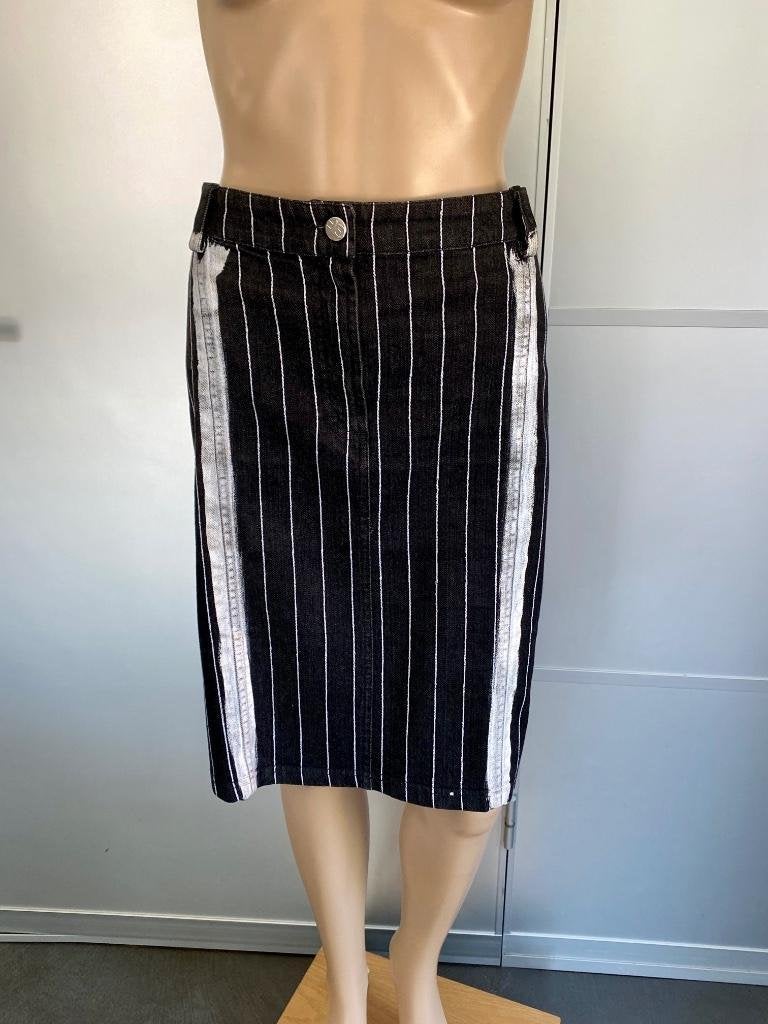 J319 spijkerrok maat 40=M koker spijker rok jeans d-blauw, Zwart, Ophalen of Verzenden, Zo goed als nieuw, Knielengte