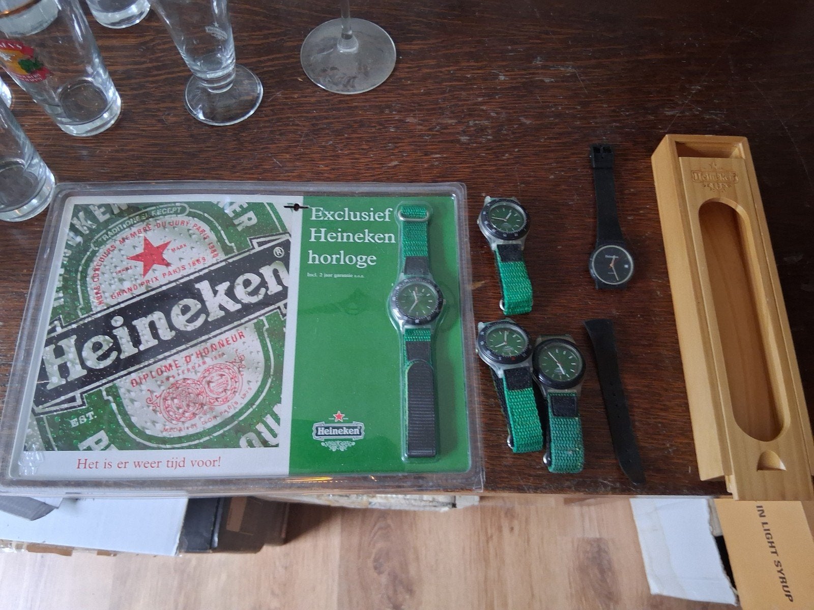 Heineken horloges + horloge kistje, Verzamelen, Biermerken, Ophalen of Verzenden, Gebruikt, Overige merken