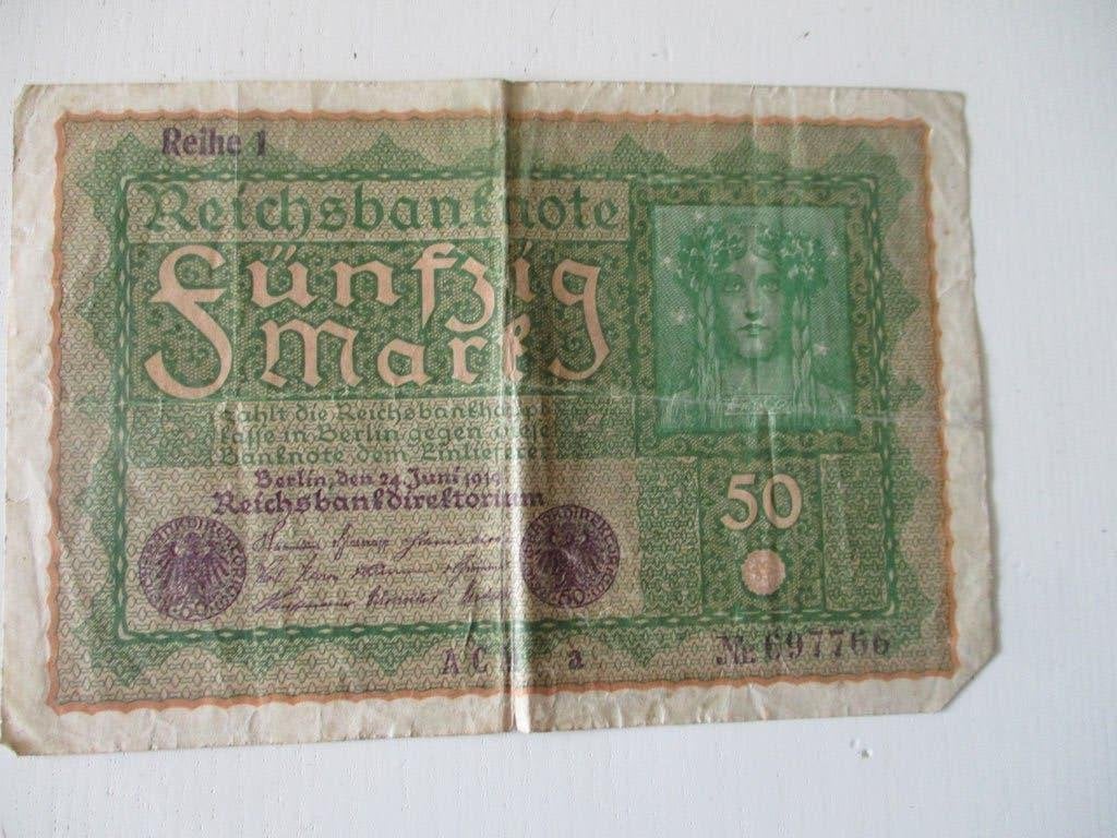 Reichbanknote 50 Mark oorlog WO11, Postzegels en Munten, Verzenden, Duitsland, Los biljet